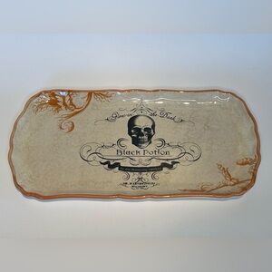 Rae Dunn Magenta M Mark RARE Glow In The Dark Black Potion Halloween Skull Tray